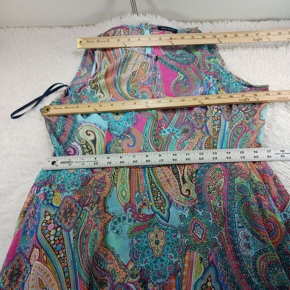 Tommy Hilfiger Bright Pasley Floral Sheer Midi/ Blue Slip Dress Sleeveless  12.. - Picture 7 of 13